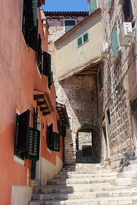 Narrow stone street of Rovinj, Croatia