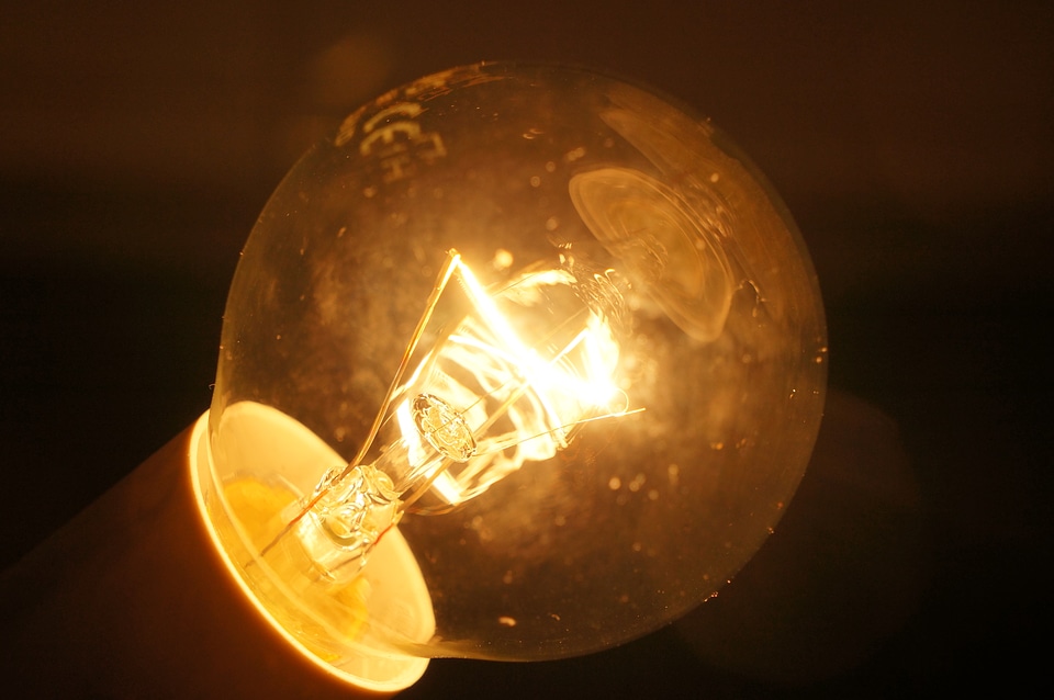 filament in an incandescent light photo