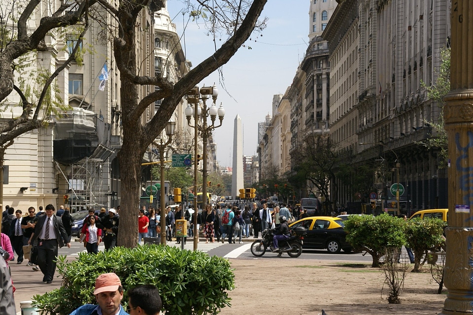 Diagonal Norte and obelisk in Buenos Aires