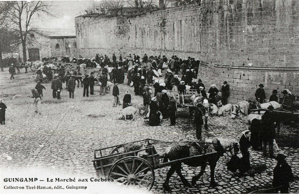 GUINGAMP un marché vers 1900