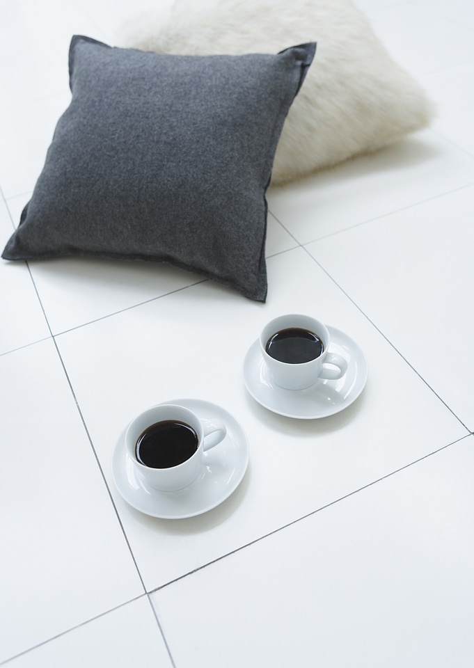 Pillows, two cup of coffee