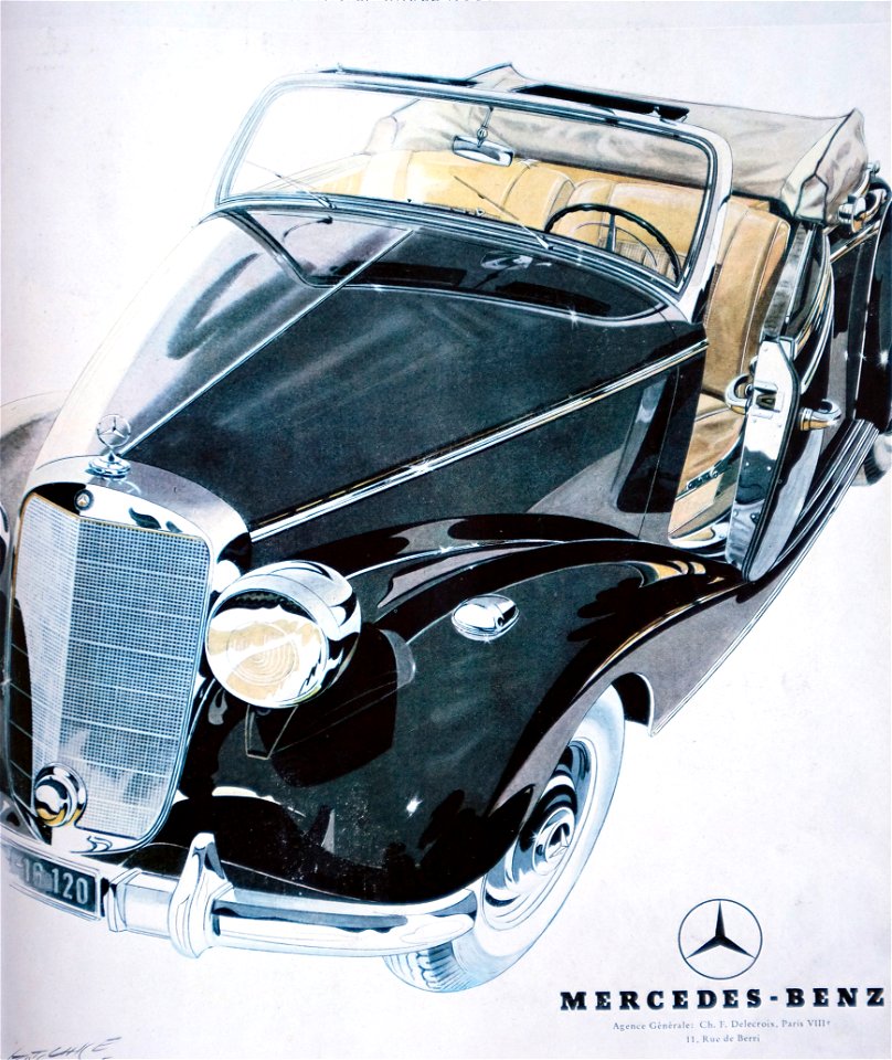 Publicité automobile Mercedes-Benz 220A Cabriolet  50s