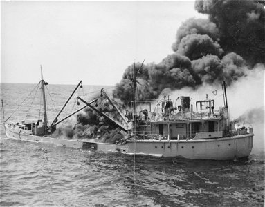 HMAS Woomera - Armament Stores Transport Vessel on Fire, 11 October 1960