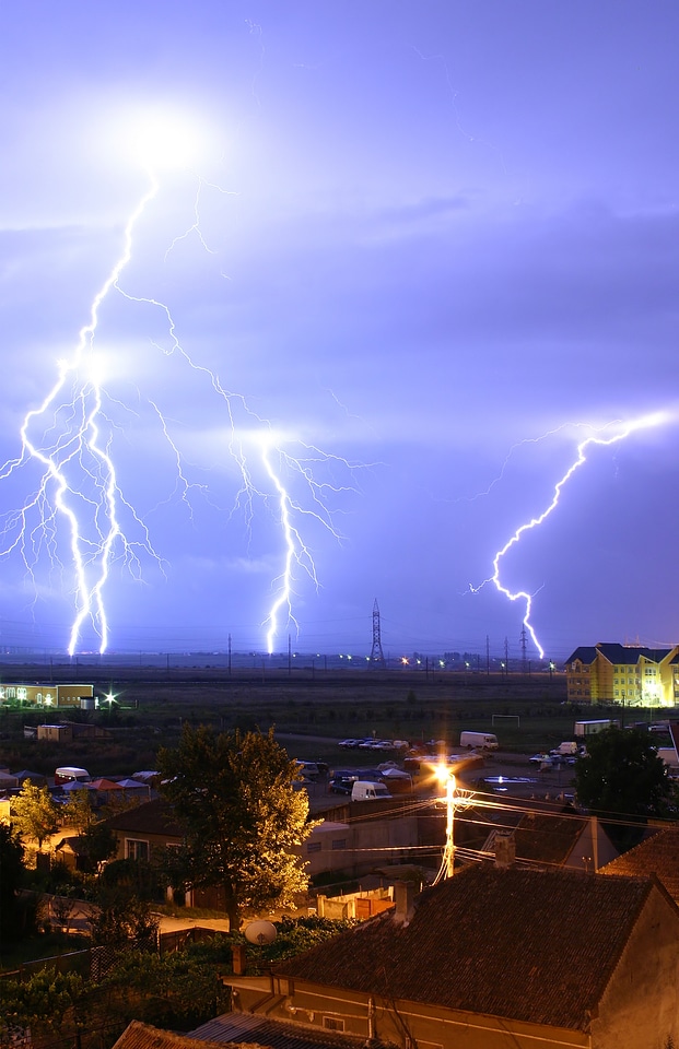 Lightning over the outskirts of Oradea, Romania