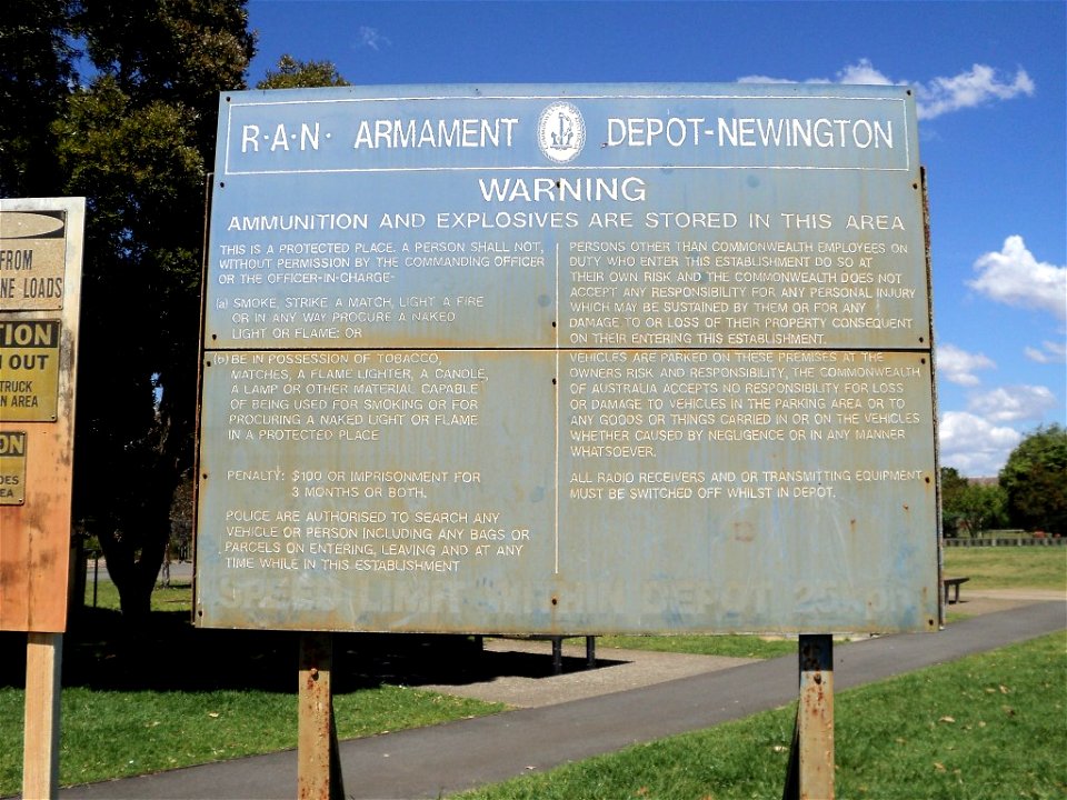 RAN Armament Depot Newington - Wharf Signage