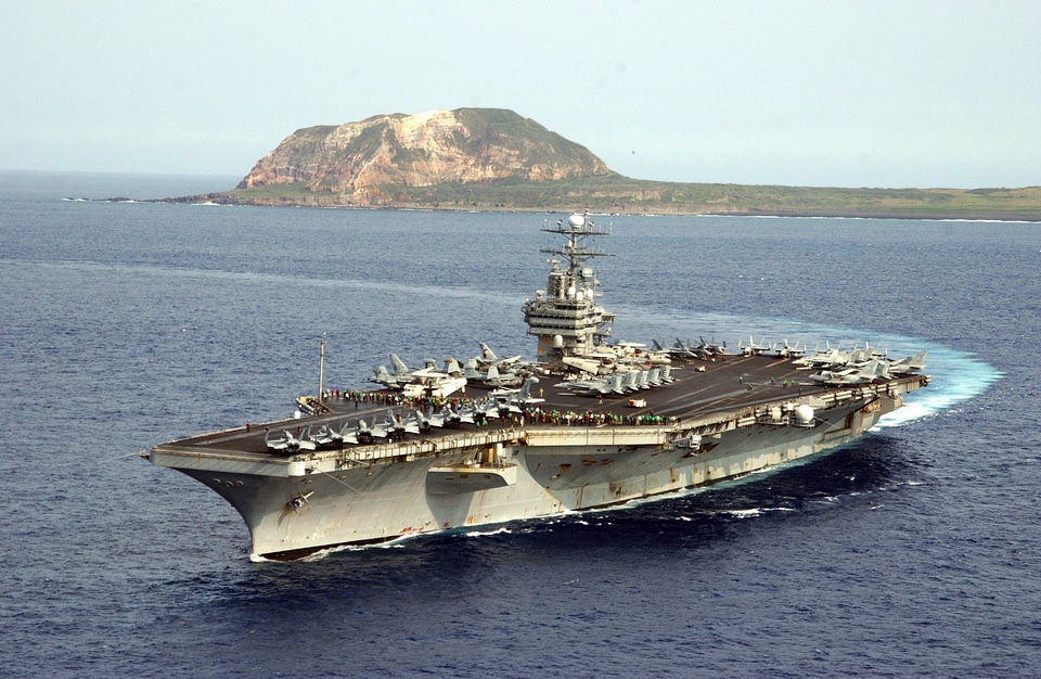 Sailors aboard the aircraft carrier USS Carl Vinson
