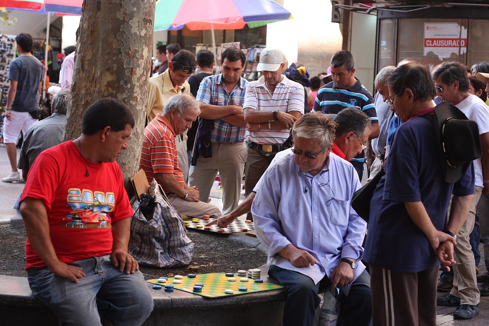 Chilean men in the street in Santiago.