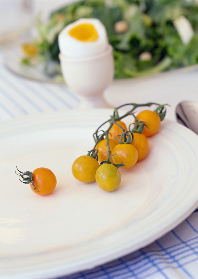 Tomatoes with Boiled Egg in Eggcup