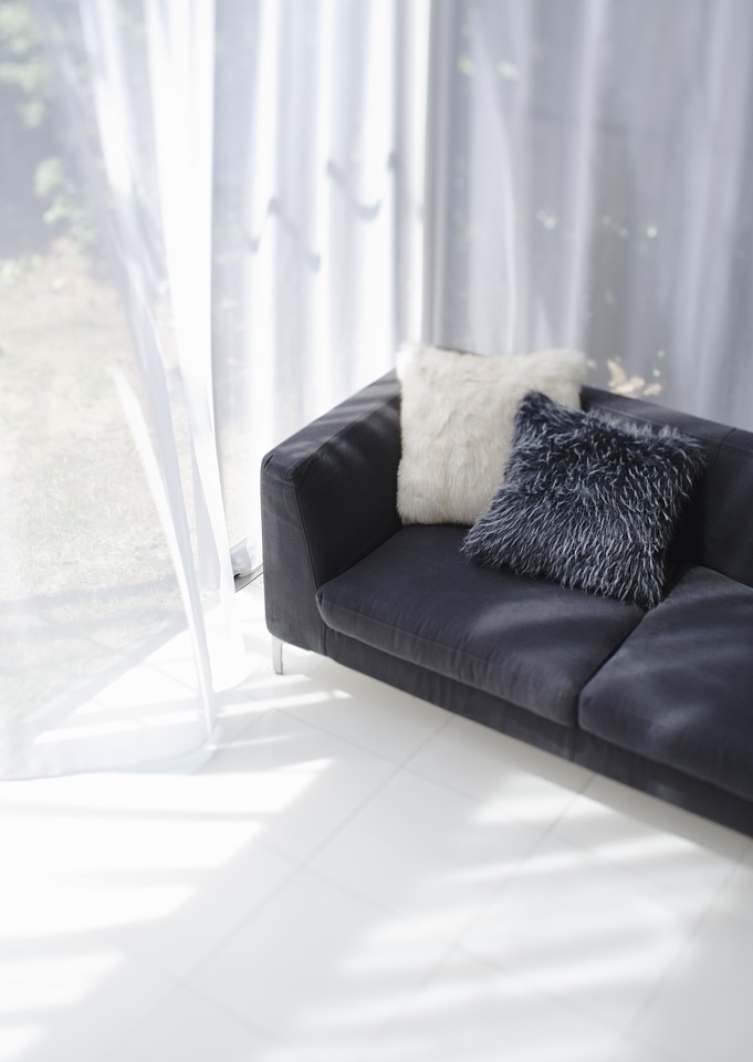 charcoal colored comfortable classic upholstered sofa