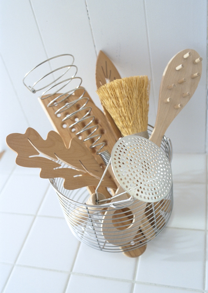 kitchen tools on table in kitchen