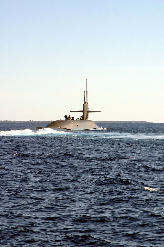 USS Florida sails off the coast of the Bahamas