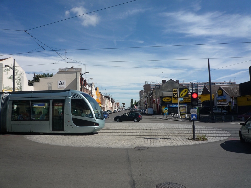 Modern tram in Valenciennes, France