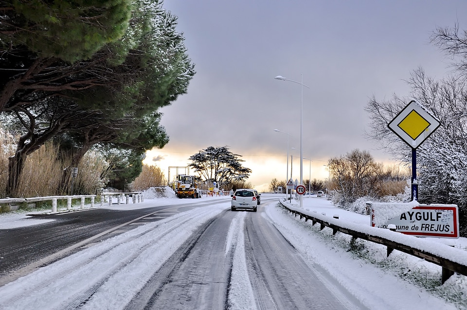 France Highway During Snow Storm