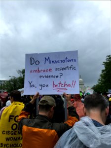 Sign at March for Science in Washington in 2017