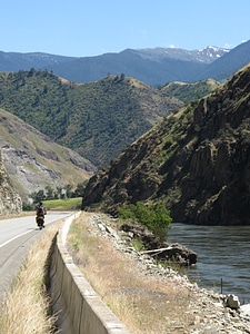 Salmon River Canyon with a touring cyclist Idaho