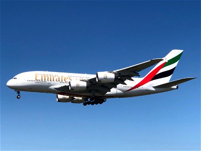 Emirates A380-800 arriving at LAX