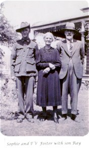 Sophie and Thomas Vincent Foster with their son, Ray who is in a soldier's uniform [n.d.] photo