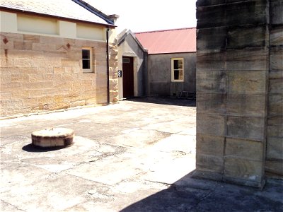 RAN Armament Depot Spectacle Island - Original purpose uncertain - first shown unlabelled on an 1895 map; well; powder magazine (9) to left, cooperage (6) to right.