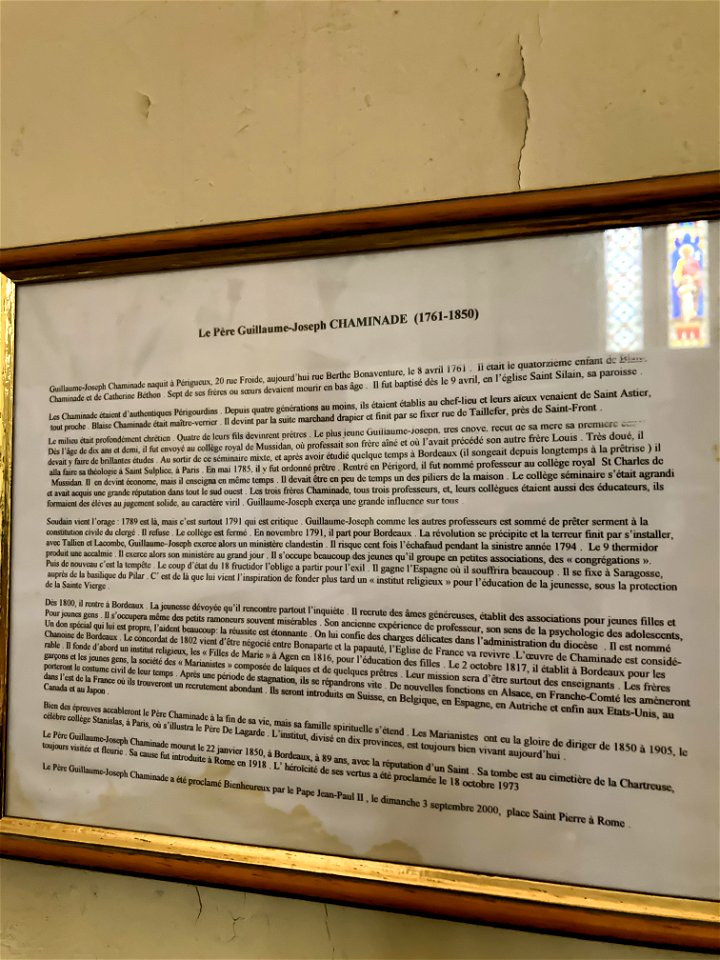 Chaminade biographical sign: St. George Church, Mussidan