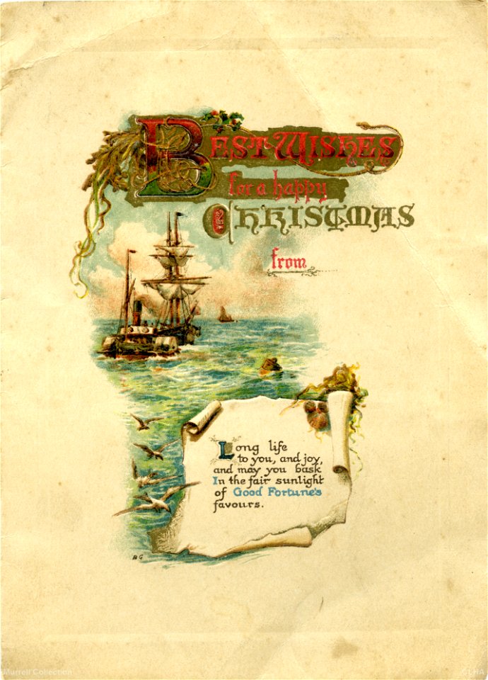 "Best wishes for a happy Christmas" - Christmas and New Year  card, 1917
