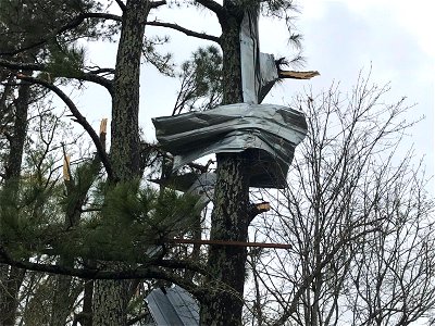 BlountsvilleTornado Sheet Metal From Barn In Trees