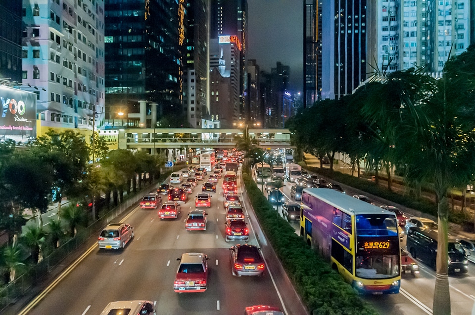 Public transport on the street in Hong Kong