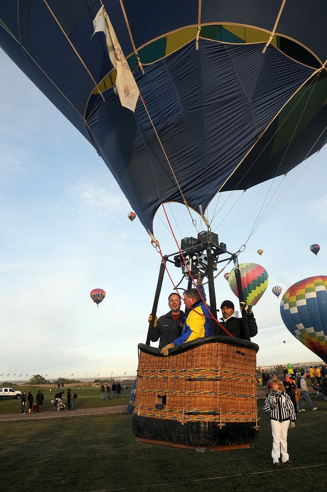 Tourist in an Hot Air Balloon over the plain