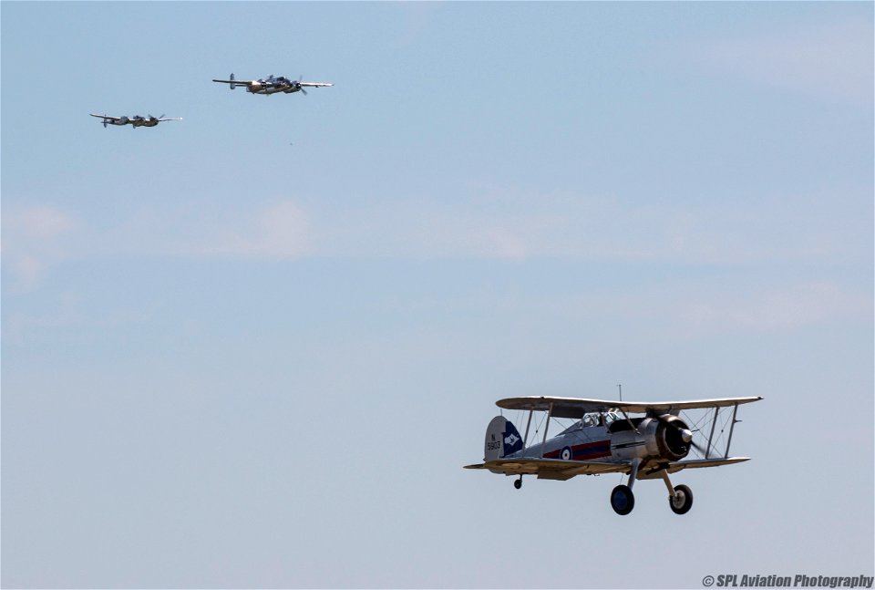 EGSU - Gloster Gladiator followed up by the Flying Bulls Lockheed P-38L Lightning & B-25J Mitchell