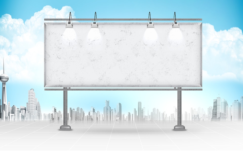 large billboard and sky in background. Business concept