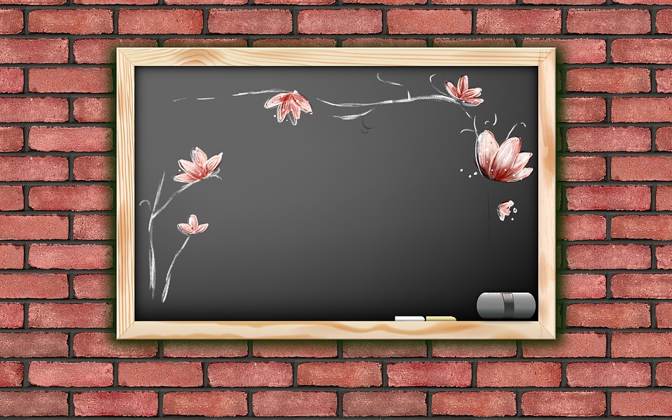 Drawing of flower on blackboard