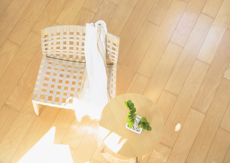 Bamboo chair on wood floor