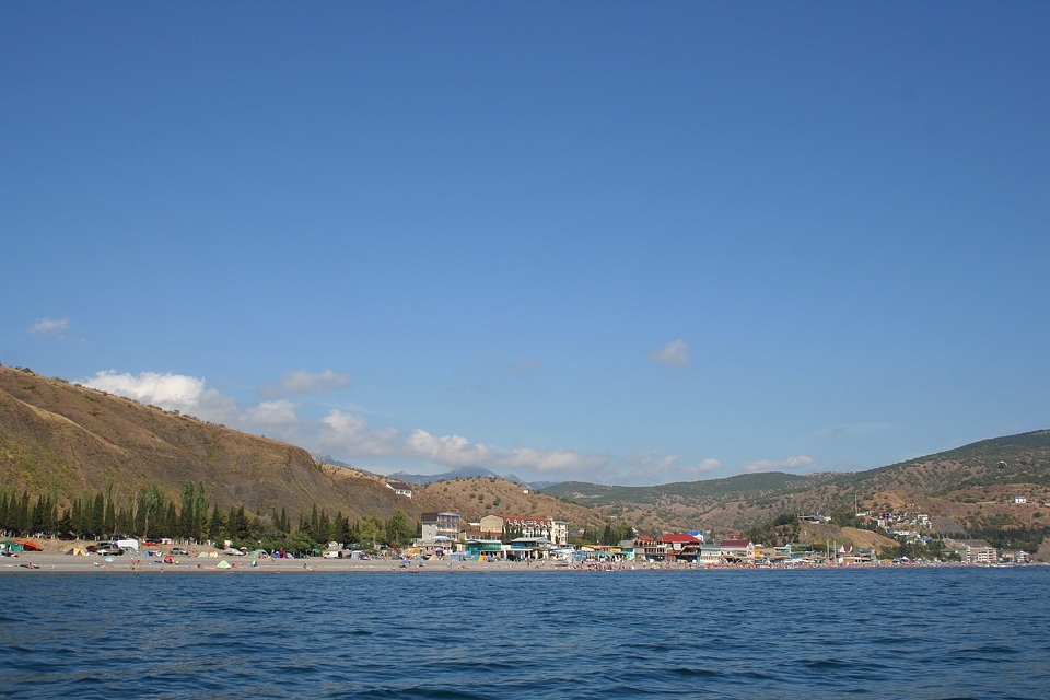 Black Sea pier and port harbor in Yalta, Crimea, Ukraine