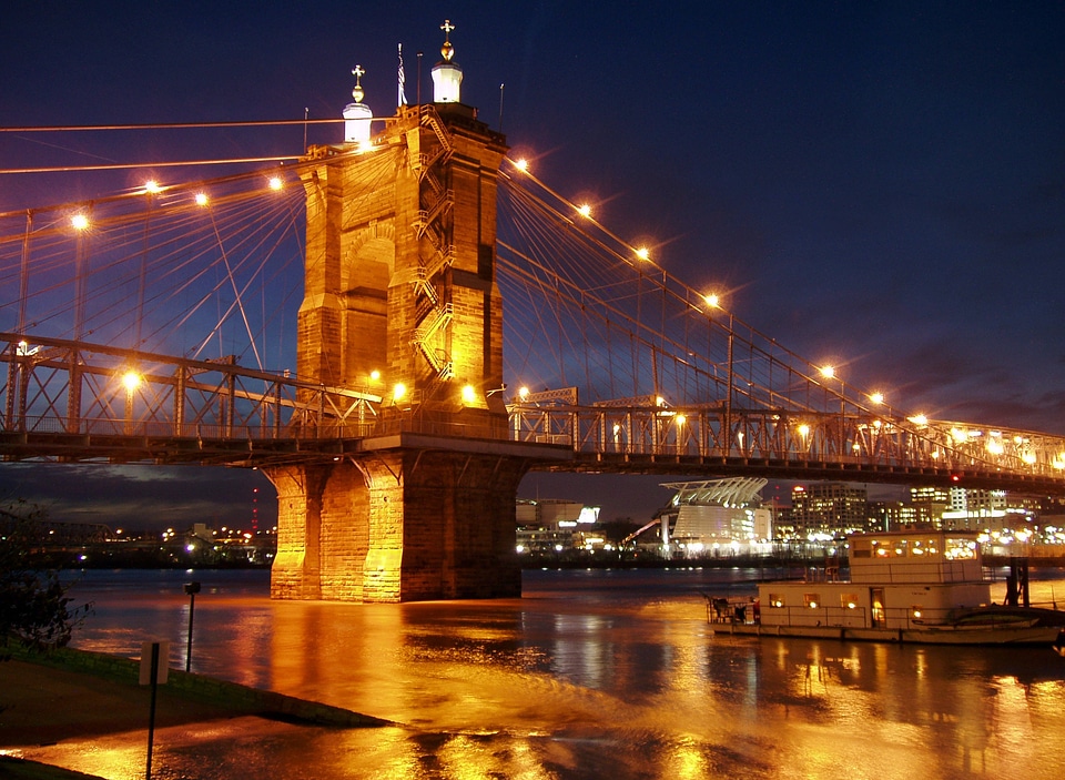 John A. Roebling Suspension Bridge in Cincinnati, Ohio