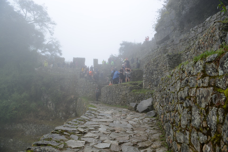 Tourists hiking the Inca Classic Trail in Peru