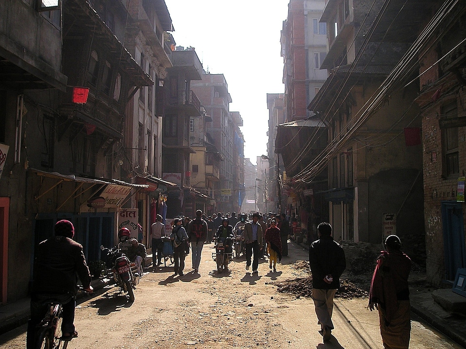 Nepal Kathmandu Road Center Chaotic
