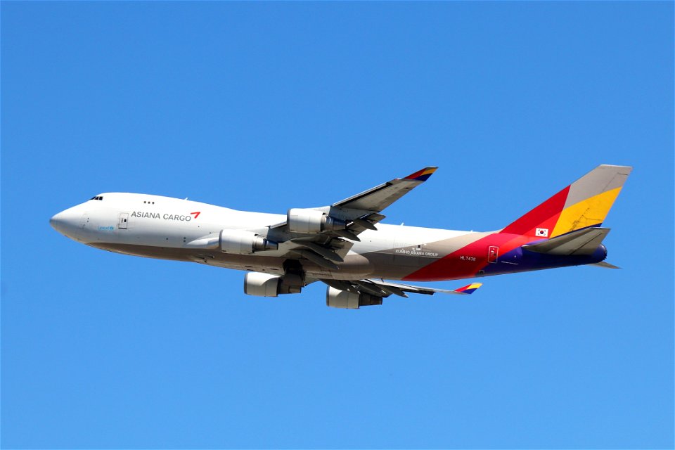Asiana Cargo 747-400F departing LAX