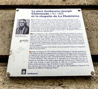 Biographical Plaque on Madeleine Façade, Bordeaux