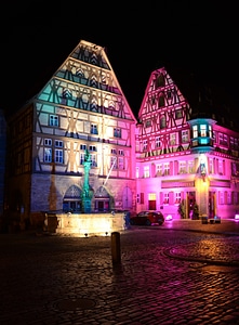 Light decoration at night in Rothenburg ob der Tauber, Germany