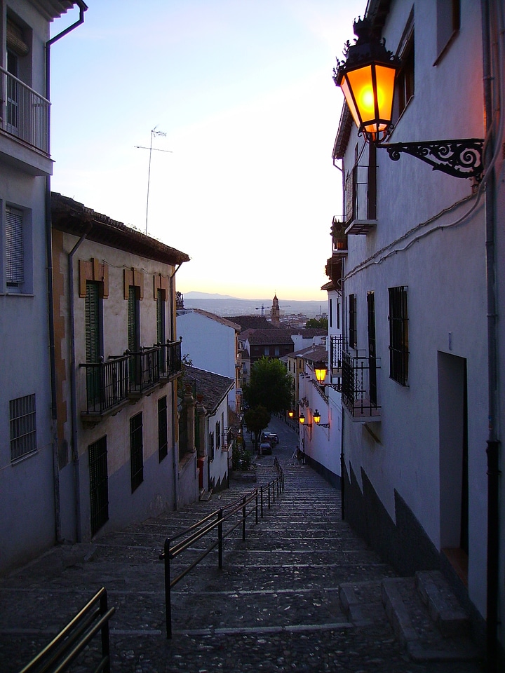 Sunset downhill the Alhambra Granada Spain