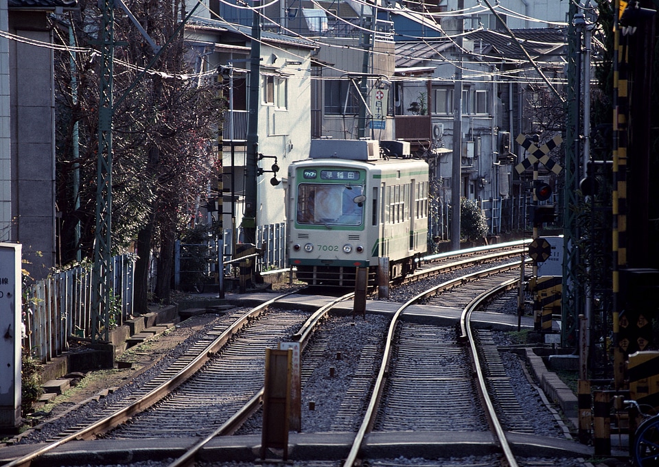 Tramcar passing through downtown of Tokyo