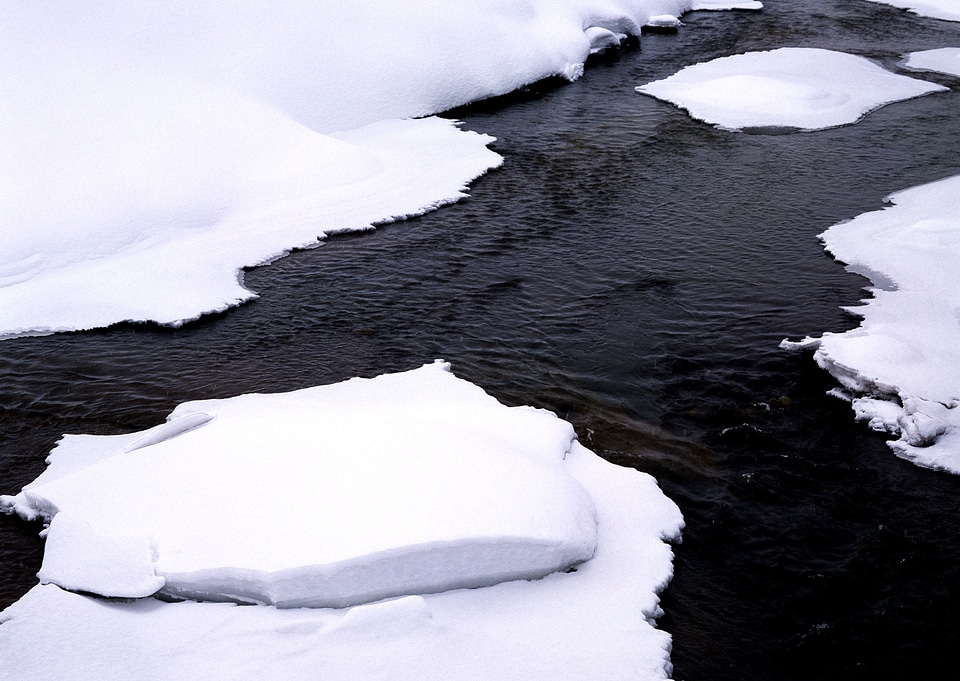 Winter at mountain river