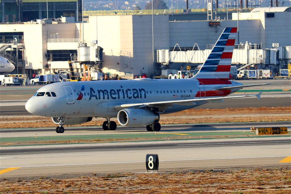 American Airlines A319-100 arriving at LAX
