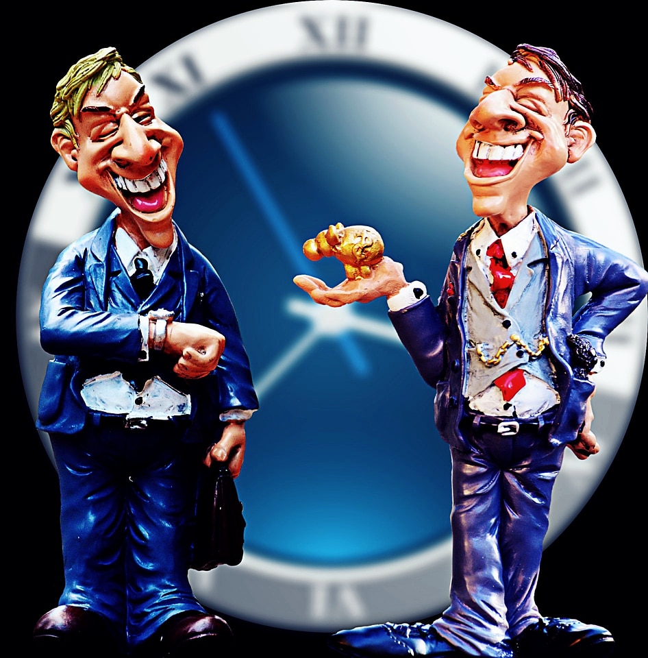 The business man dolls with pig