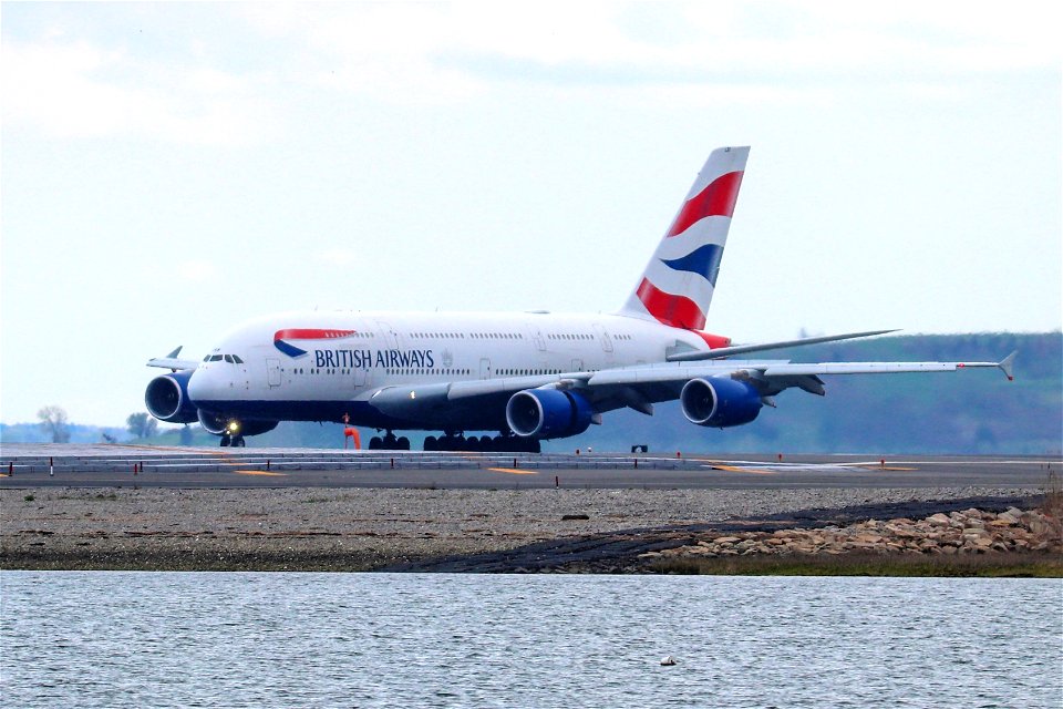 British Airways A380-800 arriving at BOS