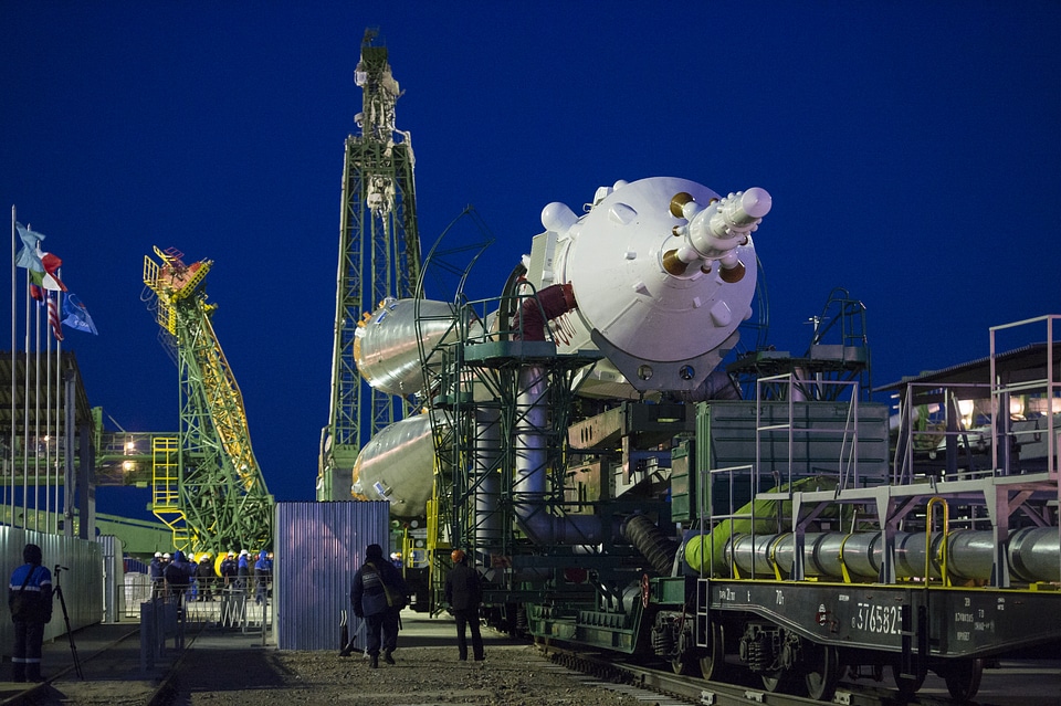 Expedition 42 Soyuz Rocket Rolls Out