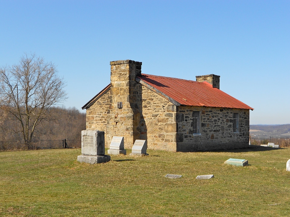 Quaker Meeting House in Jordans England showing the grave