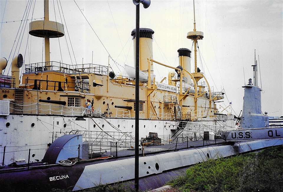 Submarine Becuna - 1943 & USS Olympia Flag Ship - Spanish American War - Philadelphia United States photo