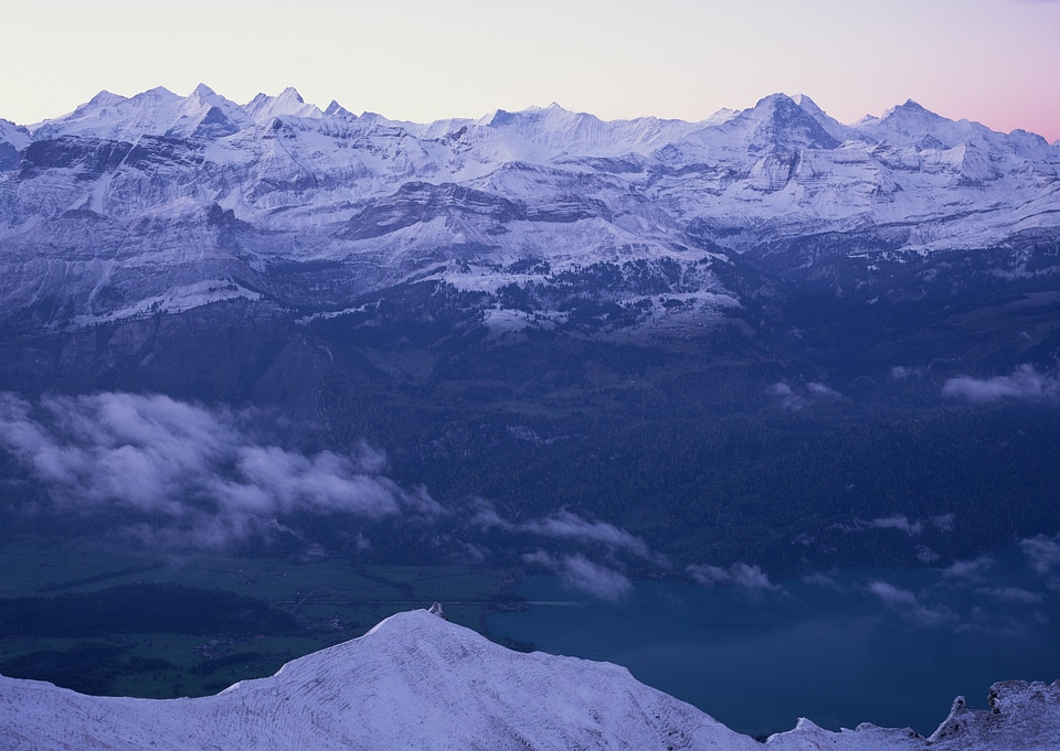 Mountains in evening and cloudy sky