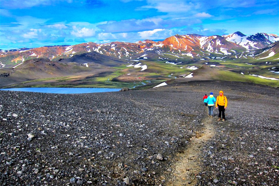 Iceland ~ Landmannalaugar Route ~ Ultramarathon is held on the route each July ~ Hiking from Camp photo