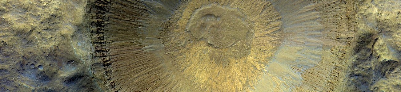 Mars - Crater on Floor of Tithoniuma Chasma photo